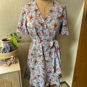 Topshop Confetti Floral Wrap Tea Dress